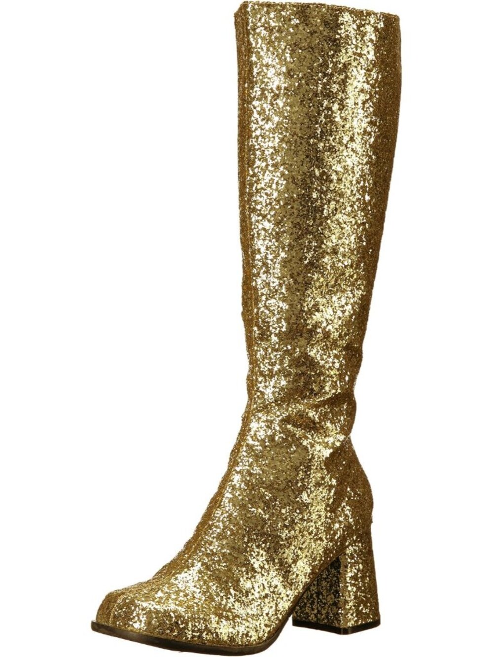 🆕Women's Gold Glitter Gogo Boots 60s 70s Disco Block Heel Shoes